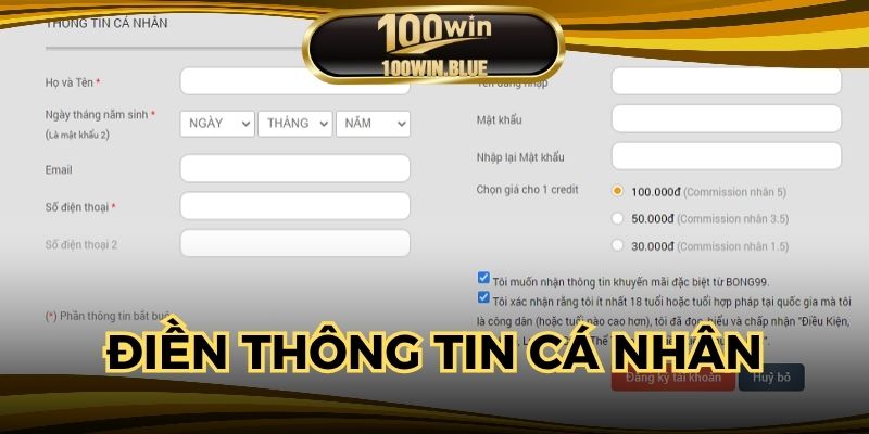Hội viên nhập đầy đủ, đúng thông tin cá nhân của mình